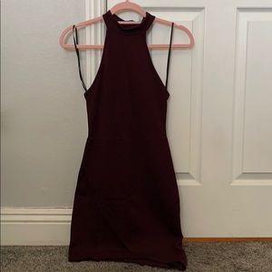 Dark burgundy asymmetrical tight dress